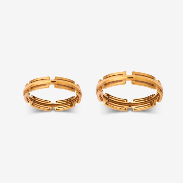 ست حلقه طلا 18 عیار زنانه و مردانه گلدم مدل R343007