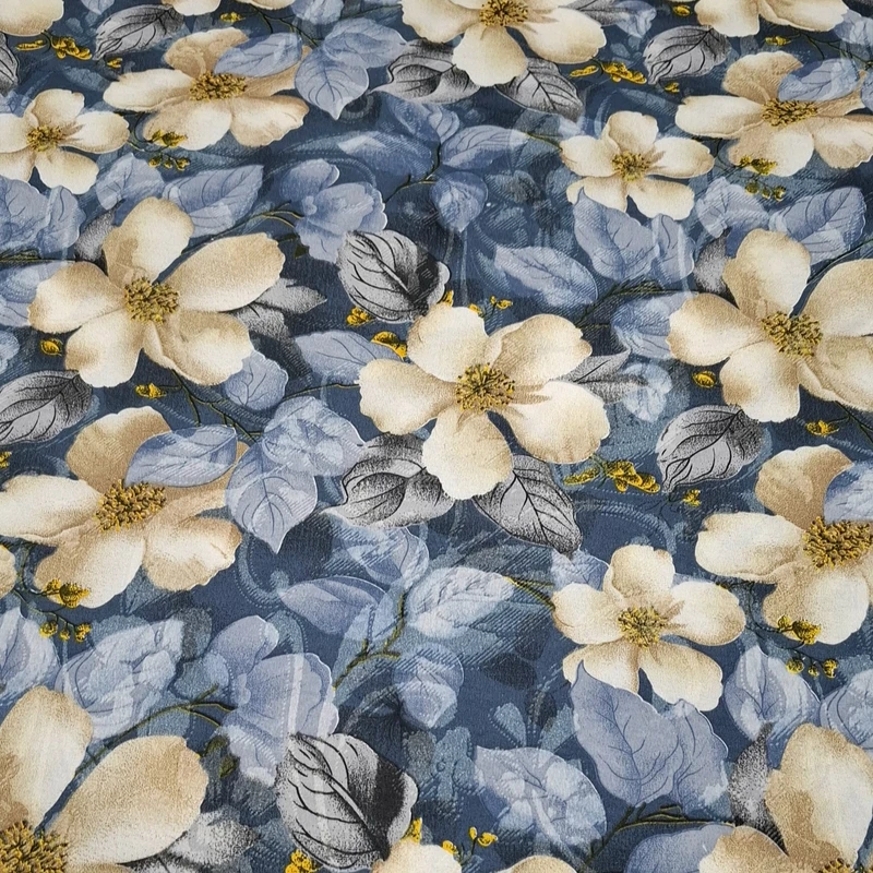 عکس شماره 4 : پارچه ملحفه عرض 1.96 متر مدل نسترن رنگ آبی کاربنی