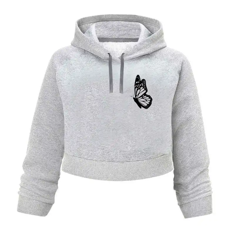 هودی کراپ زنانه مدل پروانه کد K63 T