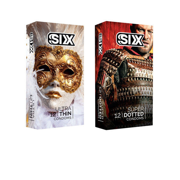 کاندوم سیکس مدل Ultra Thin بسته 12 عددی به همراه کاندوم سیکس مدل superdotted بسته 12 عدد