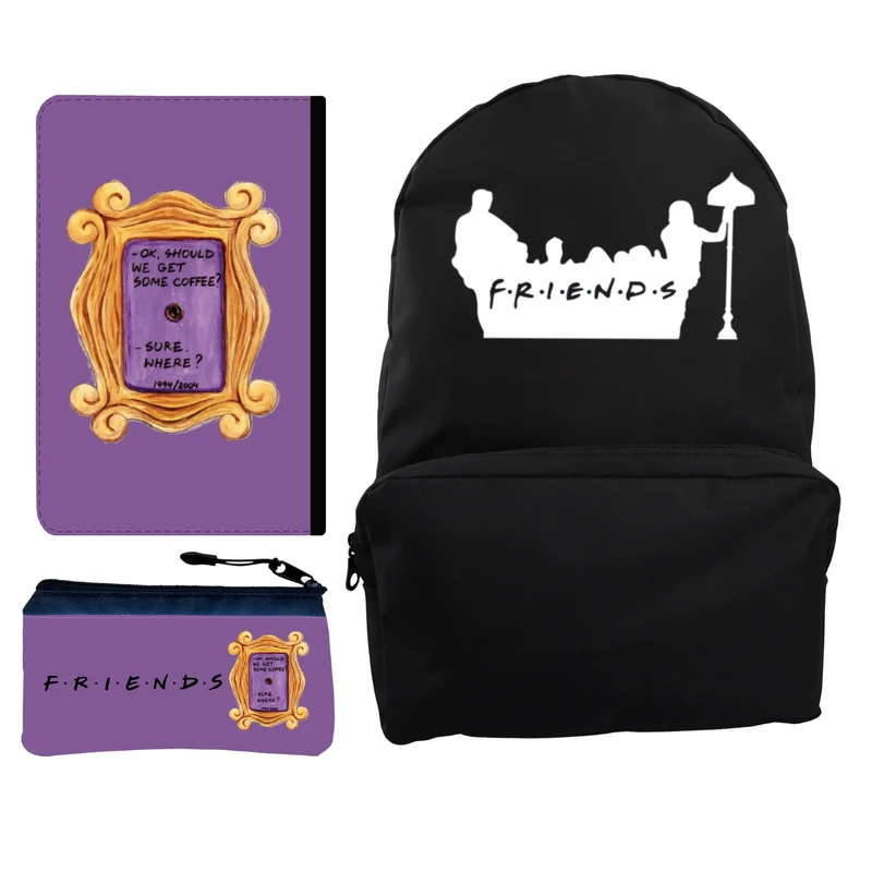 کوله پشتی مدل سریال Friends کد KP-222 به همراه کلاسور و جامدادی