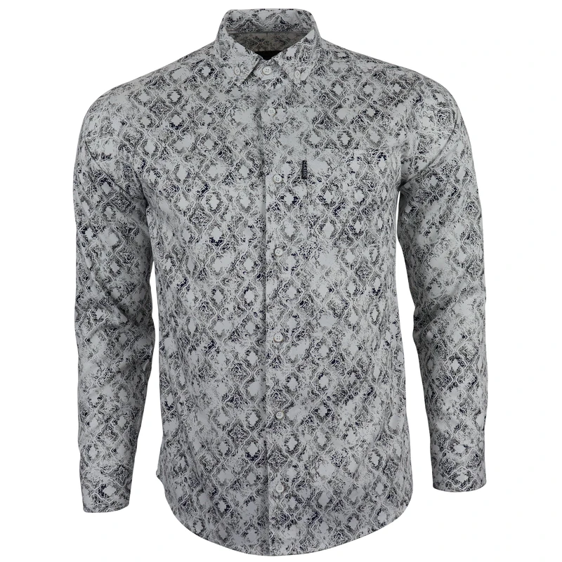 پیراهن آستین بلند یقه برگردان مردانه مدل هندسی زرین جیبدار 69