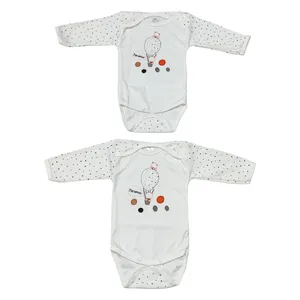 بادی آستین بلند نوزادی مدل پرستو کد 01wht بسته دو عددی