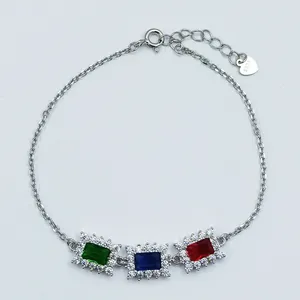 دستبند نقره زنانه سلین کالا مدل زمرد و یاقوت ce-As260