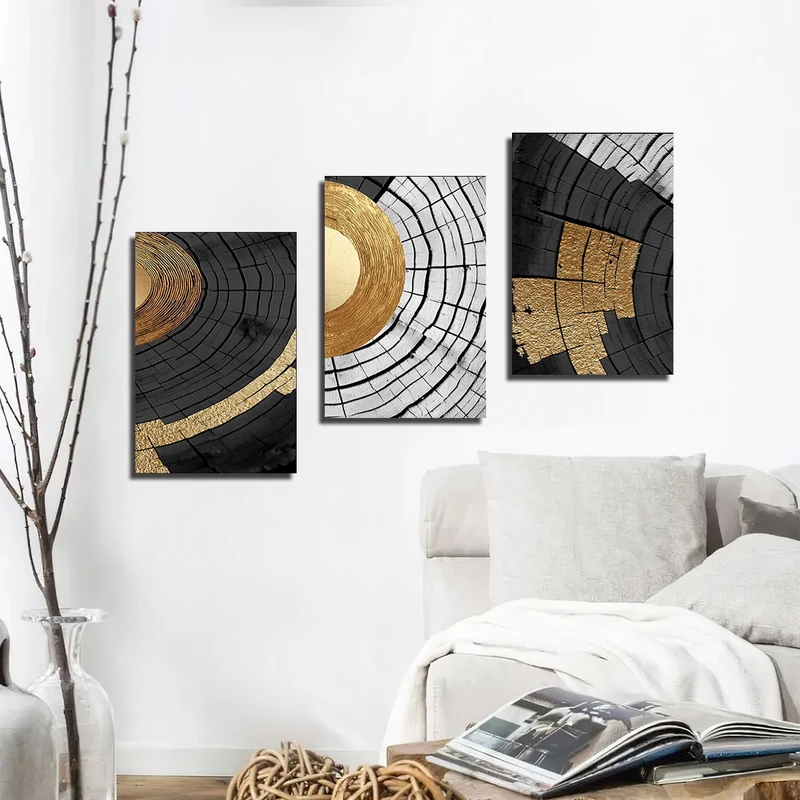 تابلو شاسی بکلیت طرح نقاشی انتزاعی مدل SH-3149 مجموعه 3 عددی