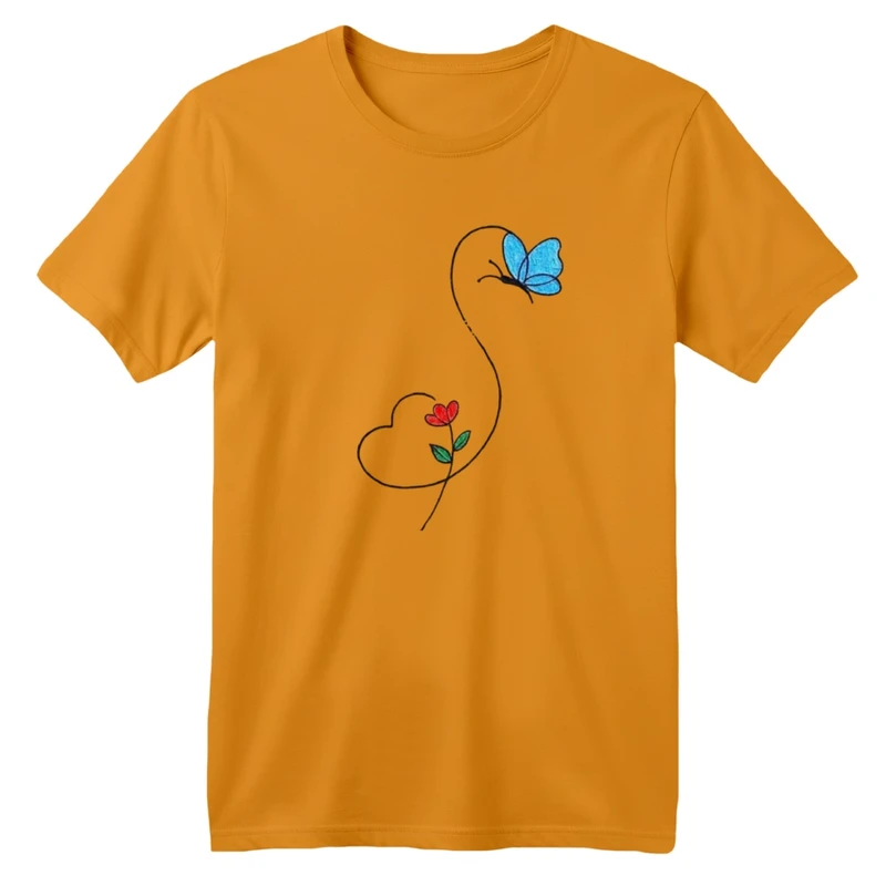 تی شرت آستین کوتاه بچگانه مدل پروانه و قلب