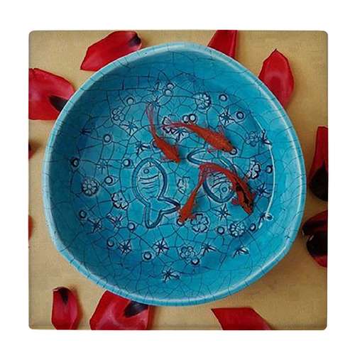  کاشی کارنیلا طرح حوض کوچک ماهی مدل لوحی کد WKB1401