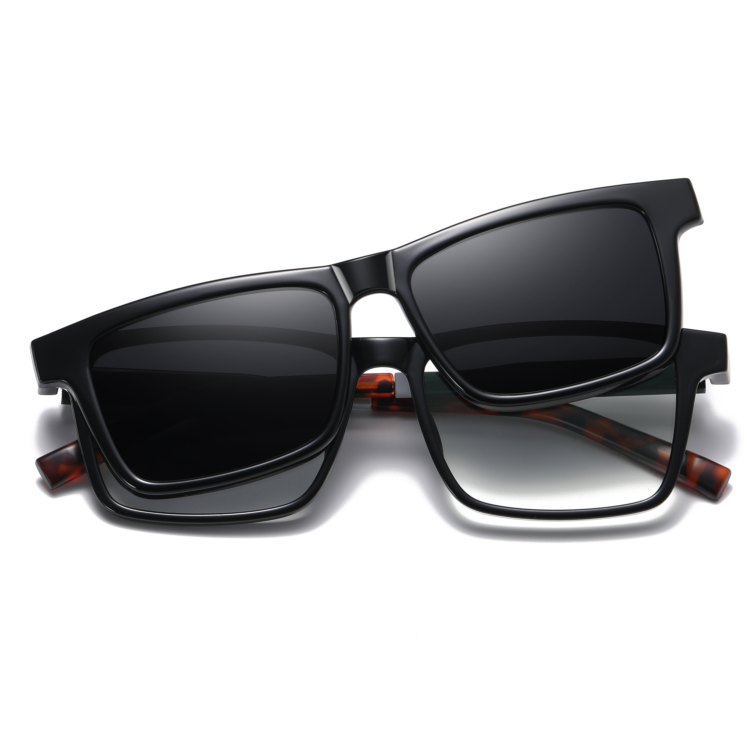 فریم عینک طبی مدل CG7703C01-P97 Polarized Double Switch به همراه کاور آفتابی