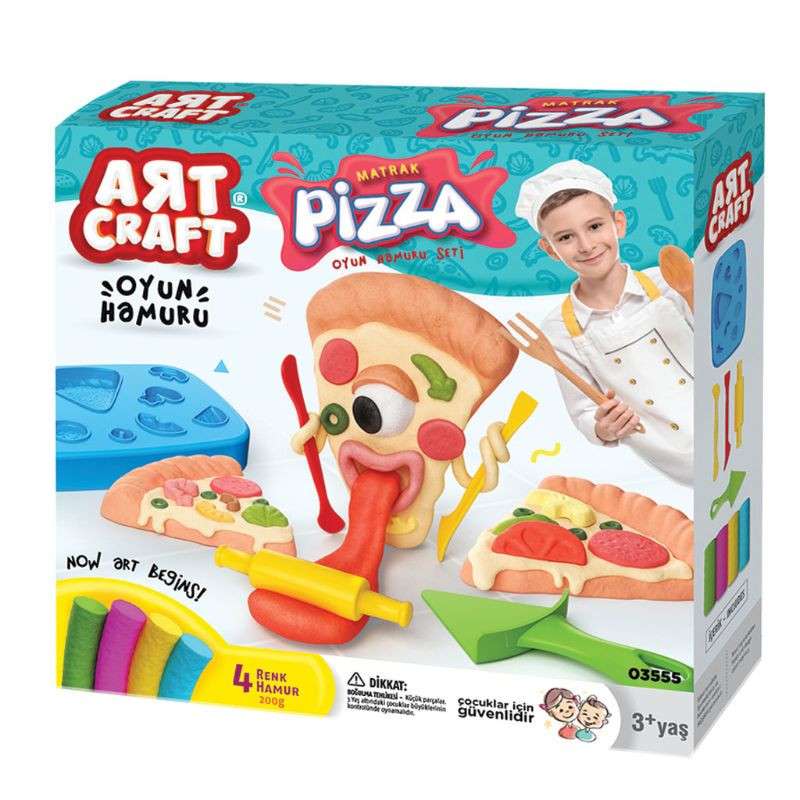 خمیر بازی مدل Funny Pizza Play Dough Set کد 03555 مجموعه 9 عددی
