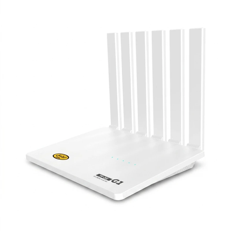 مودم روتر نسل 5 ایرانسل مدل TF-5G G1 با پشتیبانی از شبکه‌های نسل 2، 3، 4 و 5، اتصال همزمان 64 کاربر، سرعت دانلود 4.67 گیگابیت بر ثانیه و 2 پورت LAN، به همراه سیم‌کارت FD