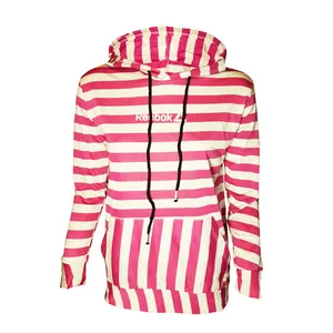 هودی زنانه مدل راه راه رنگ صورتی