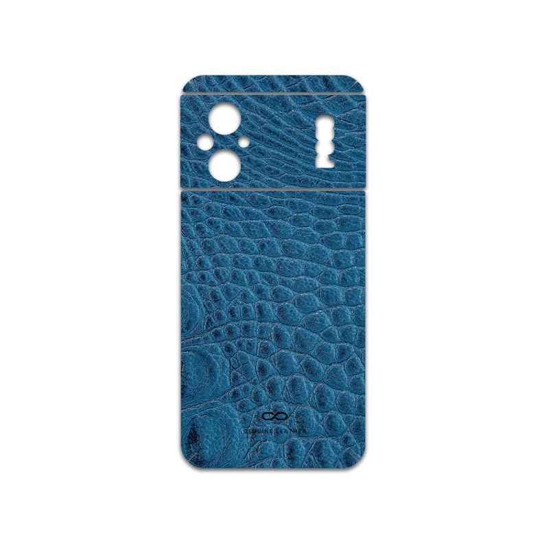برچسب پوششی ماهوت مدل Blue-Crocodile-Leather مناسب برای گوشی موبایل شیائومی Poco M5