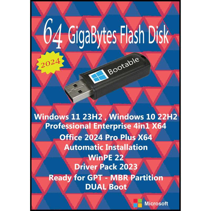 سیستم عامل Windows 11 23H2 - 10 22H2 Pro Ent 2in1 X64 - Driver Pack Offline - Office 2024  نشر مایکروسافت