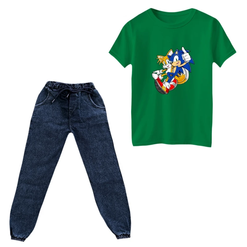 ست تی‌شرت و شلوار پسرانه مدل سونیک کد 01