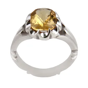 انگشتر نقره مردانه بازرگانی میلادی مدل  سنگ سیترین رکاب دست ساز سیاه قلم کد AM_1782