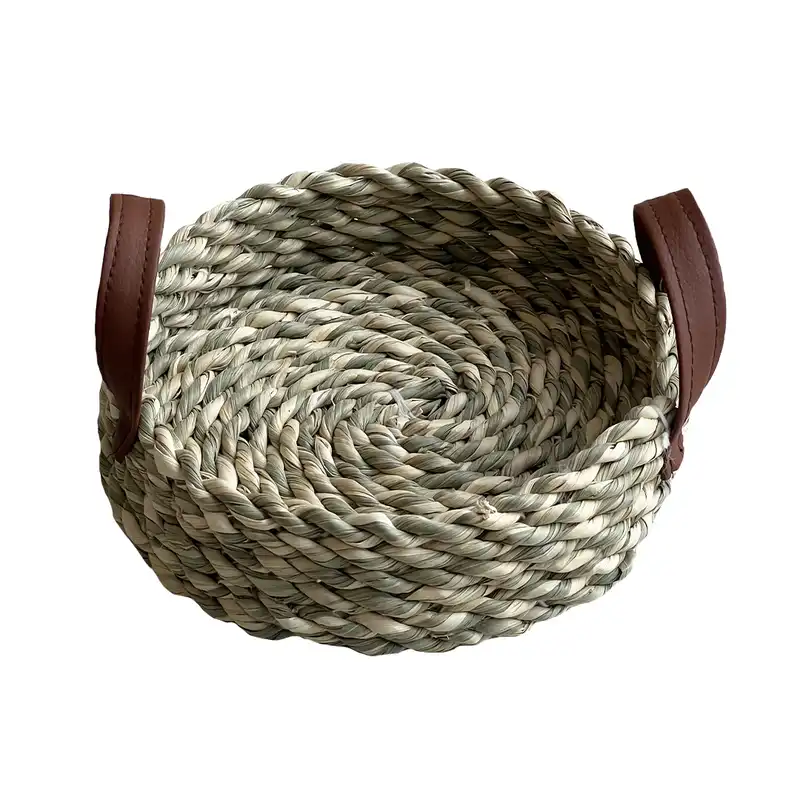 سبد حصیری مدل دسته چرمی