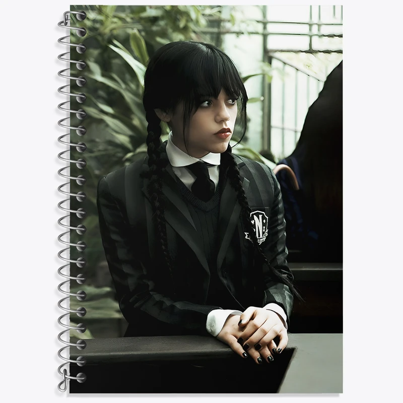 دفتر زبان 50 برگ خندالو مدل سه خط طرح ونزدی (Wednesday) کد N3134