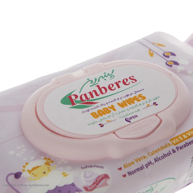 عکس شماره 3 : دستمال مرطوب کودک پنبه ریز کد 001 بسته 60 عددی