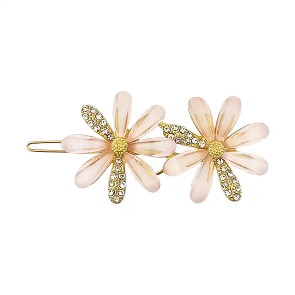 سنجاق مو زنانه مدل گل بابونه نگین دار کد 40602