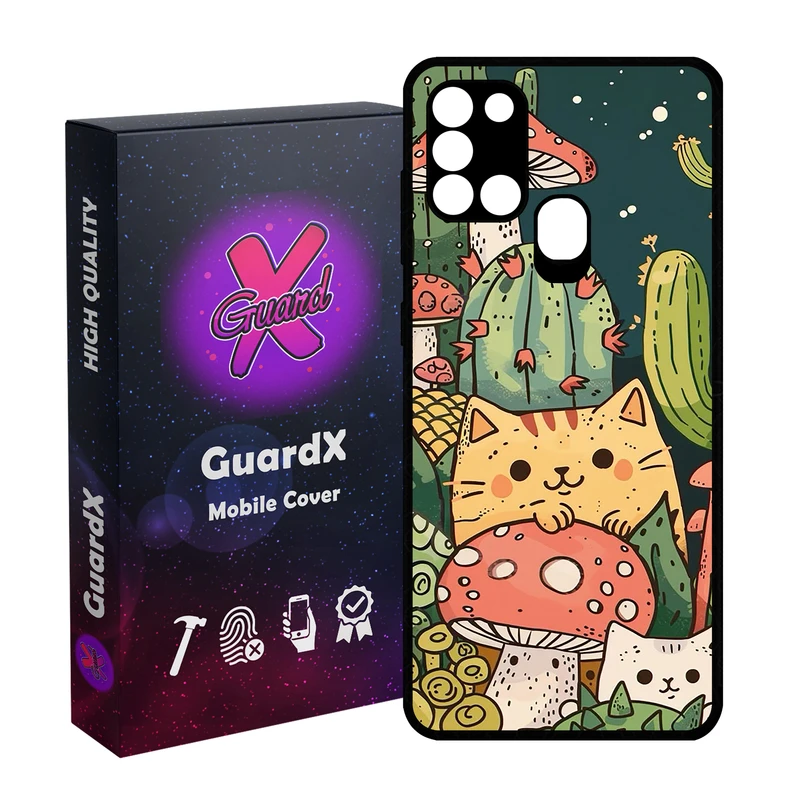 کاور گارد ایکس طرح گربه مدل  Glass10782 مناسب برای گوشی موبایل سامسونگ Galaxy A21s