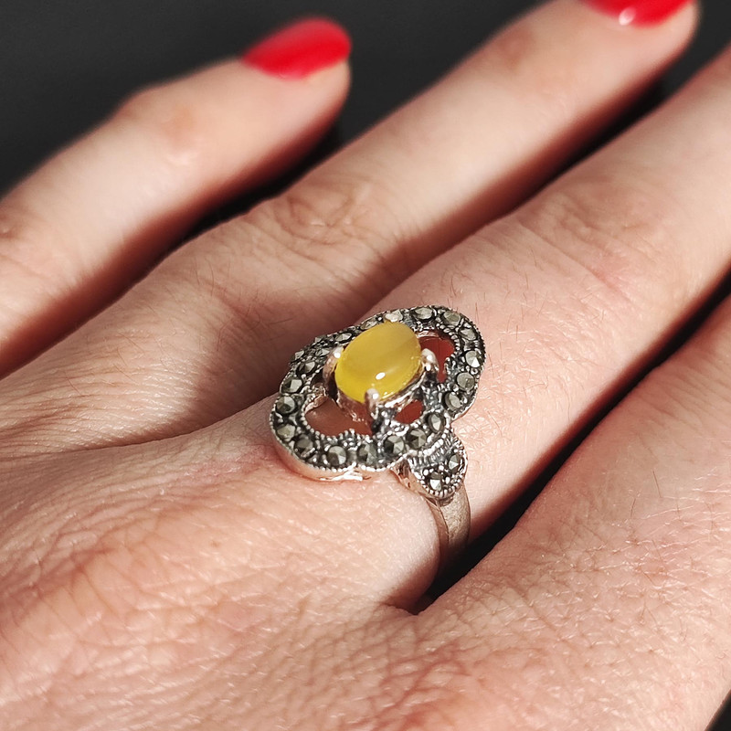 انگشتر نقره زنانه مدل عقیق SHW6043