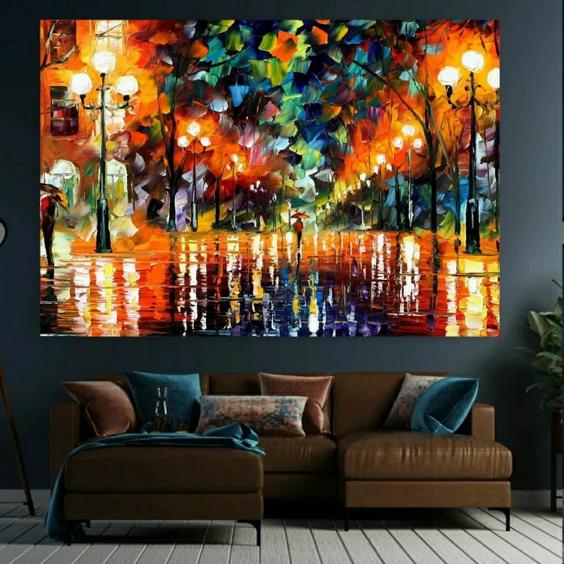 تابلو بوم طرح مخمل مدل شب عاشقانه پائیزی  کد AR30544