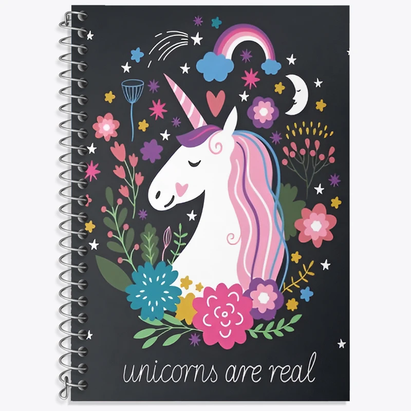 دفتر زبان 50 برگ خندالو مدل سه خط طرح اسب تک شاخ کد N3292