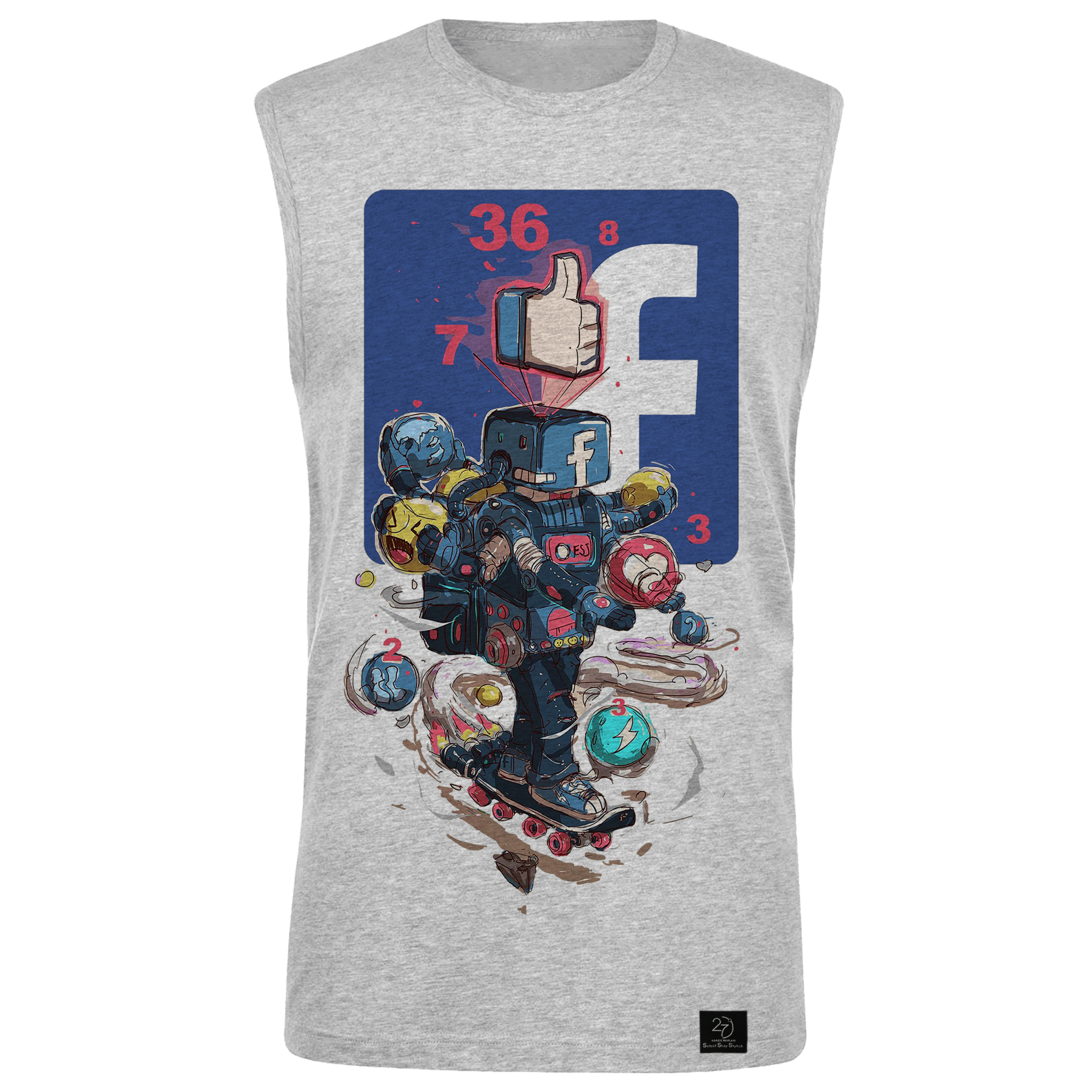 تاپ مردانه 27 مدل face book کد J31 رنگ طوسی