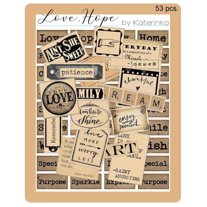 برچسب کاترینکا طرح برش خورده بولت ژورنال و اسکرپ بوک مدل LOVE.HOPE بسته 53 عدد برچسب کاترینکا طرح برش خورده بولت ژورنال و اسکرپ بوک مدل LOVE.HOPE بسته 53 عدد