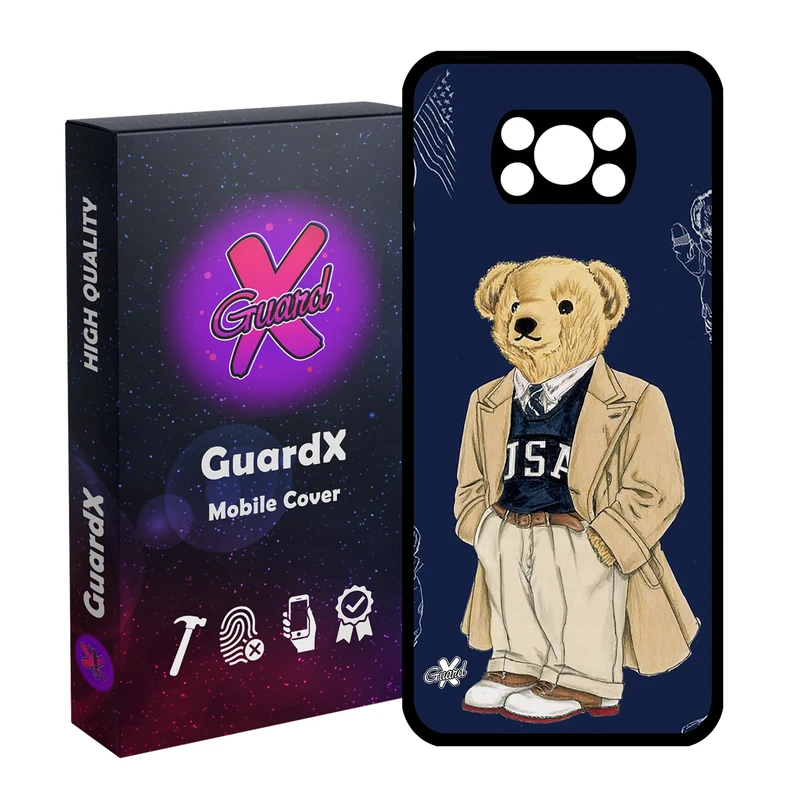 کاور گارد ایکس طرح خرس مدل Glass10427 مناسب برای گوشی موبایل شیائومی Poco X3 NFC/X3/X3 Pro