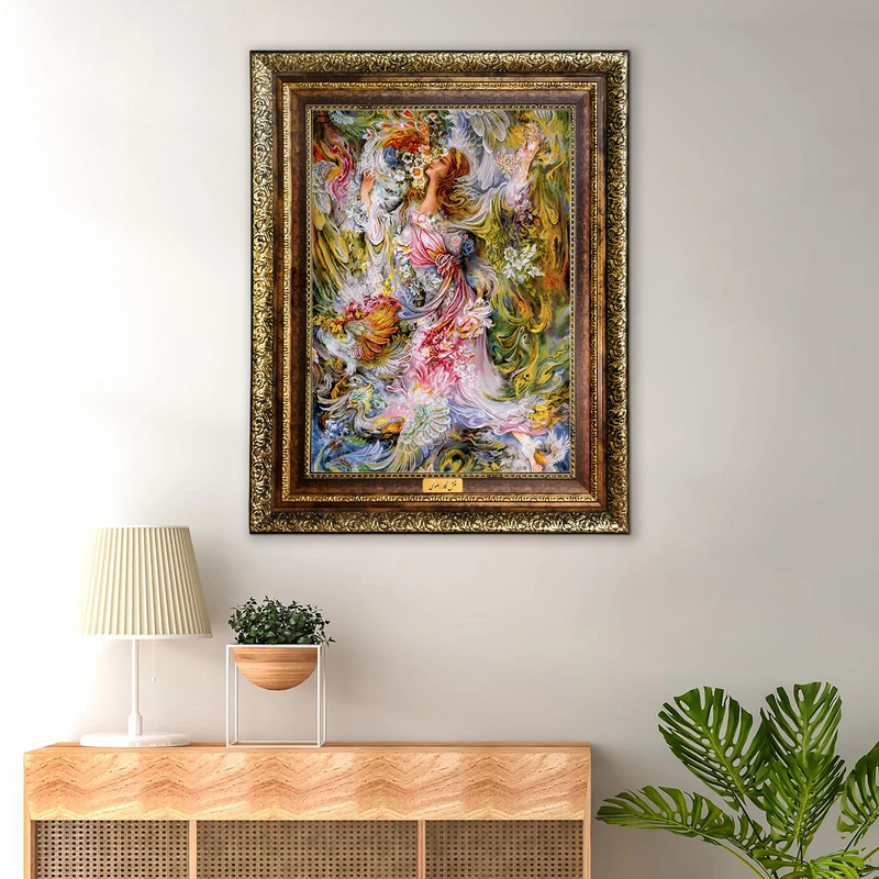 تابلو فرش ماشینی نقش نگار رضوی طرح مینیاتور کد 1437H