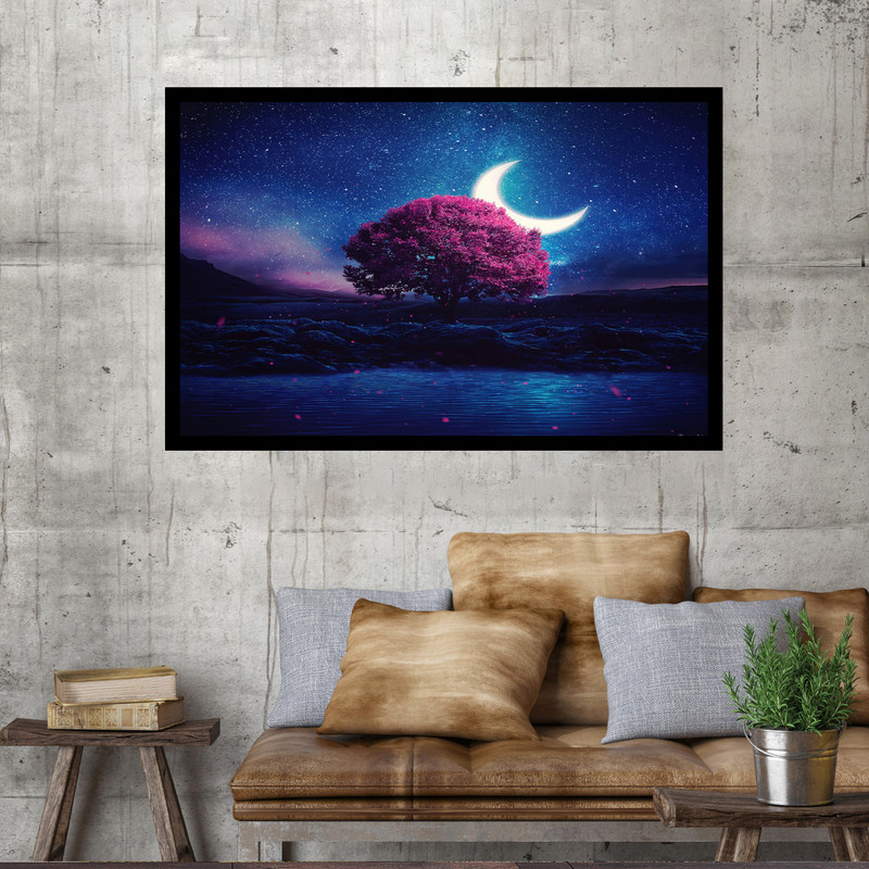 تابلو نوری بکلیت طرح درخت تنها فانتزی مدل B-MO1681