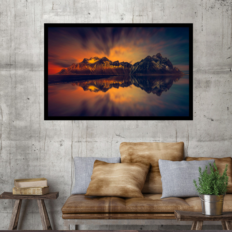 تابلو نوری بکلیت طرح کوهستانی پوشیده از برف مدل B-MO1485