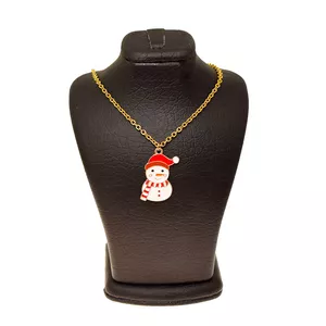 گردنبند دخترانه دلنار گالری مدل آدم برفی کلاه کریسمسی