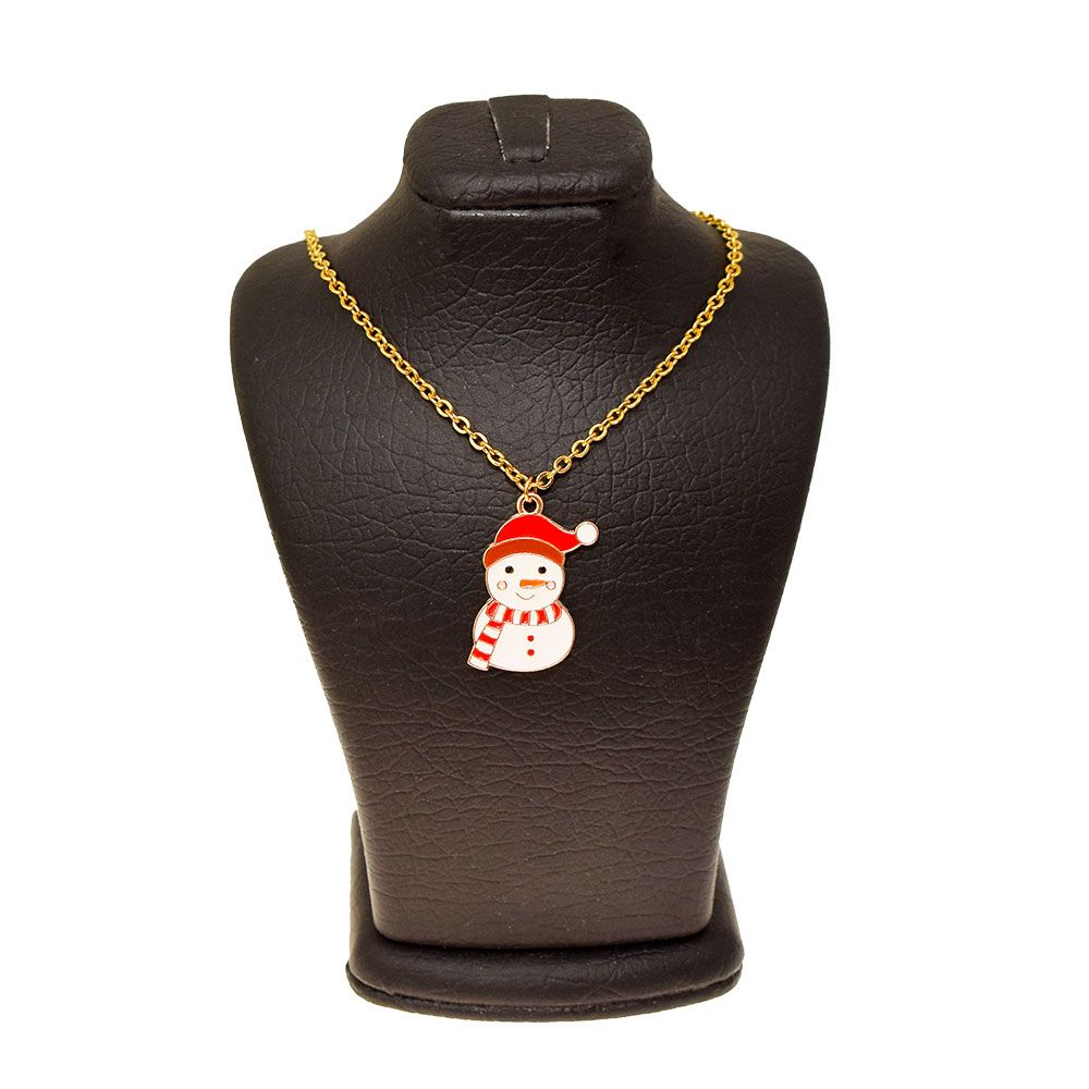 گردنبند دخترانه دلنار گالری مدل آدم برفی کلاه کریسمسی -  - 1