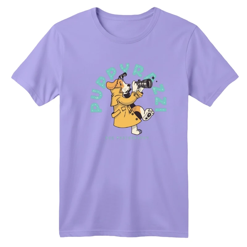 تی‌شرت آستین کوتاه لانگ یقه گرد بچگانه مدل سگ عکاس