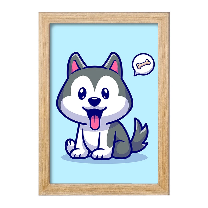 تابلو خندالو مدل حیوانات بامزه سگ هاسکی کد 25421