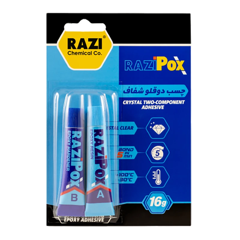 عکس شماره 2 : چسب دوقلو رازی مدل شفاف وزن 16 گرم مجموعه 2 عددی