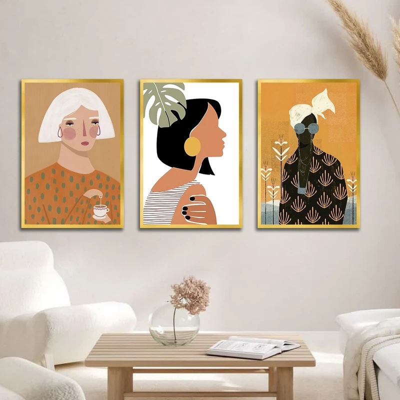 تابلو بکلیت طرح مدرن نقاشی مینیمال مدل T-2713 مجموعه 3 عددی