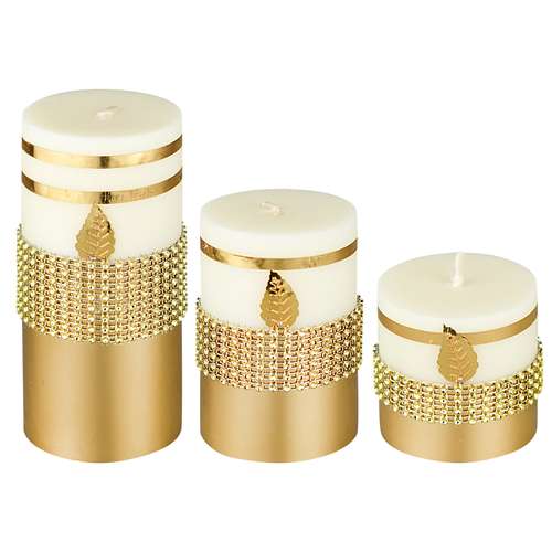 شمع دست ساز مدل استوانه ای آیینه مجموعه سه عددی