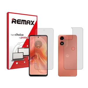 Remax HyGEL model transparent screen protector suitable for Motorola Moto G04 mobile phone along with the back of the phone