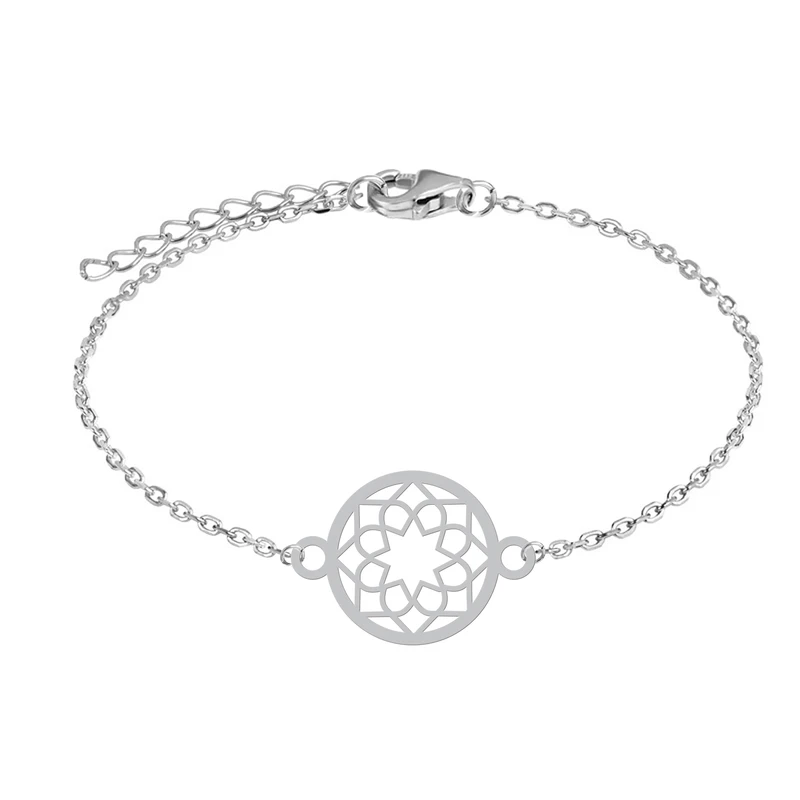 دستبند زنجیری زنانه هایکا طرح شکل هندسی گل کد zd.h 373