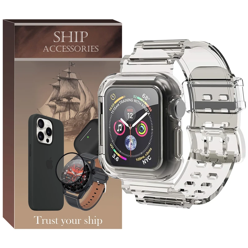بند شیپ مدل Transparent Shock SH مناسب برای اپل واچ Series SE 2022 Aluminum Case 40mm / SE 2021 Aluminum Case 40mm / Series 5 40mm / Series 6 40mm / Series 4 40mm