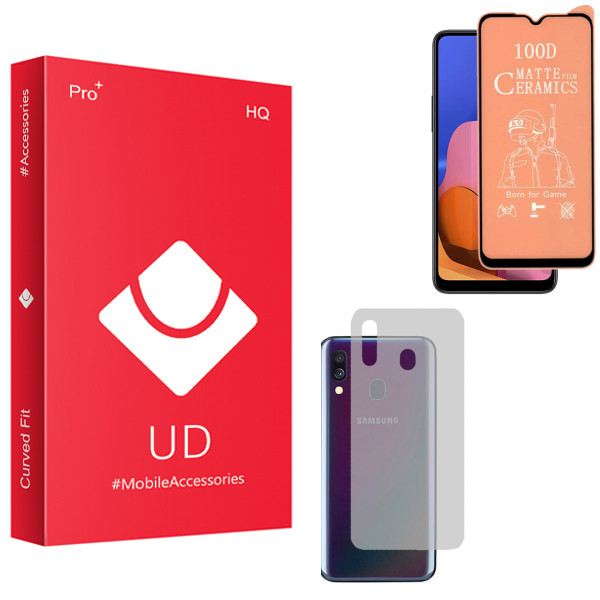 محافظ صفحه نمایش سرامیکی مات یو دی مدل HQ مناسب برای گوشی موبایل سامسونگ Galaxy A40 به همراه محافظ پشت گوشی