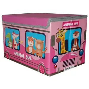 جعبه اسباب بازی کودک مدل اتوبوس مدرسه طرح حیوانات
