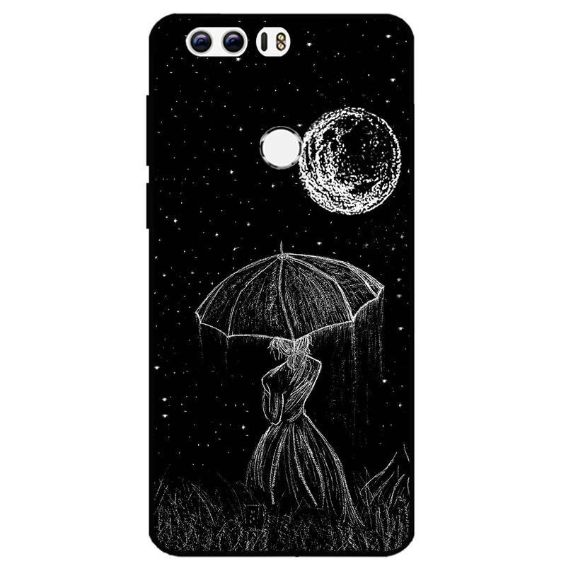 کاور مگافون طرح دختر و ماه مدل 1369 مناسب برای گوشی موبایل آنر 8       