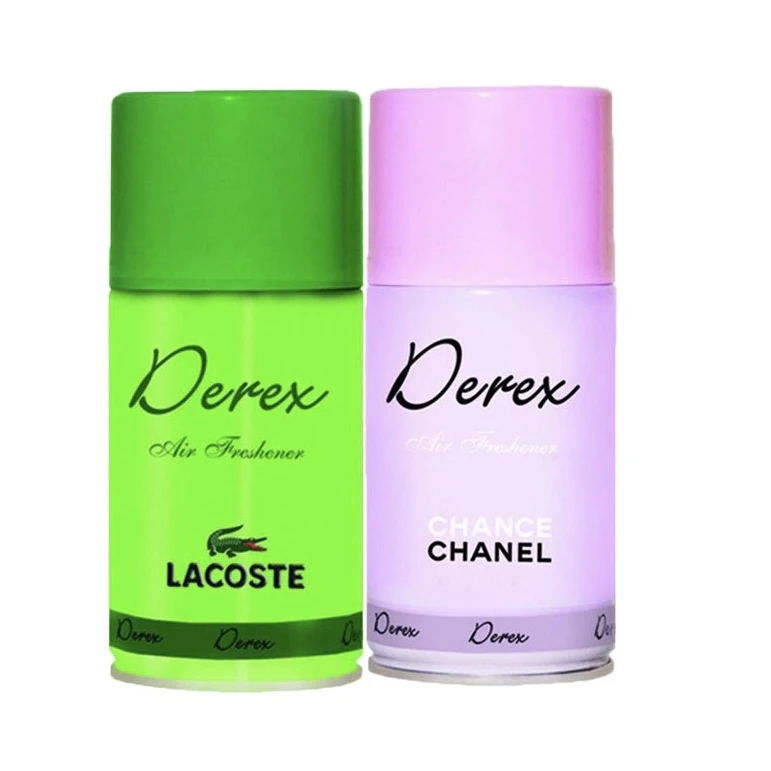 اسپری خوشبو کننده هوا دریکس مدل versace و lacoste حجم 260 میلی لیتر مجموعه 2 عددی
