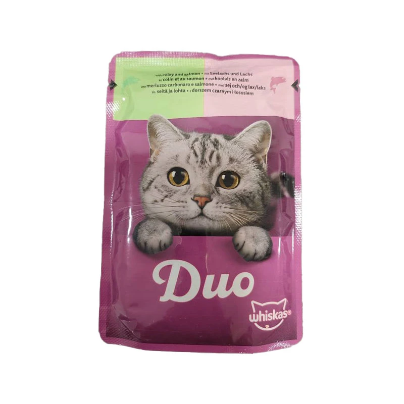 پوچ گربه بالغ ویسکاس مدل Duo Ocean Delights in jelly با طعم ماهی سالمون و کولی وزن 85 گرم