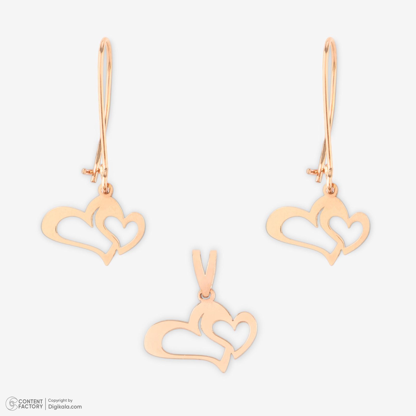 نیم ست طلا 18 عیار زنانه حافا گلد مدل قلب کد nim20 -  - 11