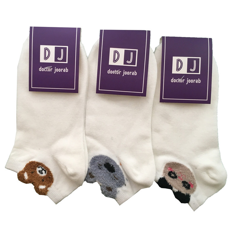 جوراب زنانه دکتر جوراب مدل پنبه بوکله دار میکس بسته 3 عددی